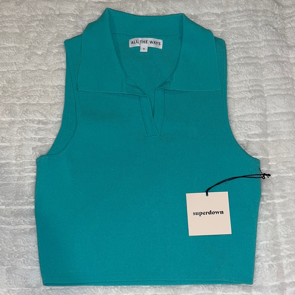 Superdown Blue Collared Tank